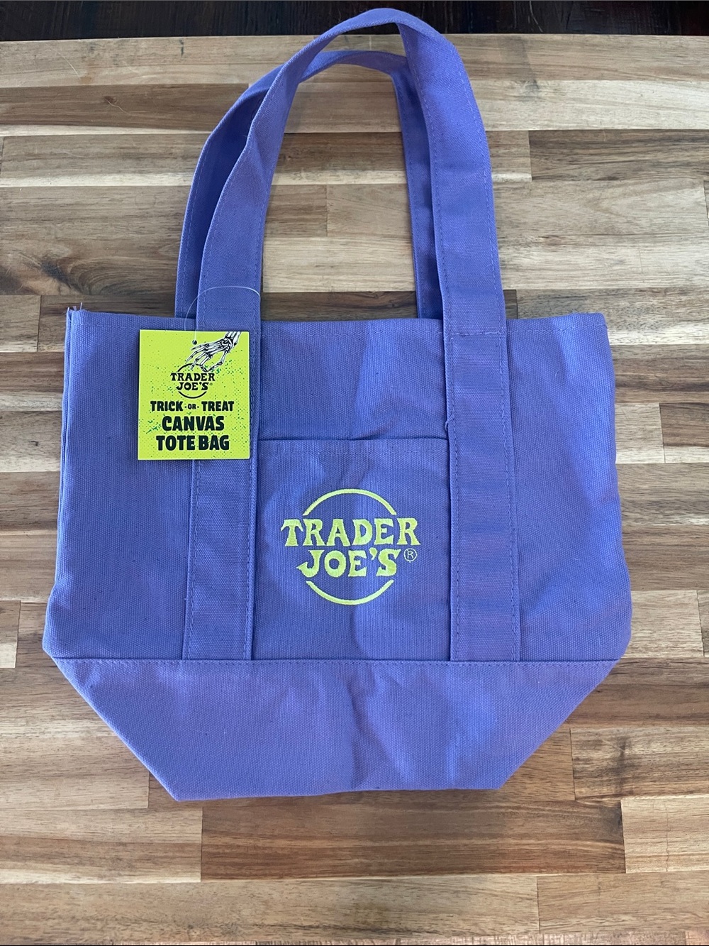Trader Joe's Purple Canvas Tote with Yellow Logo